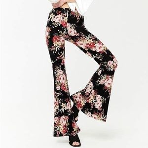 Forever 21 Floral Flare-Leg Pants